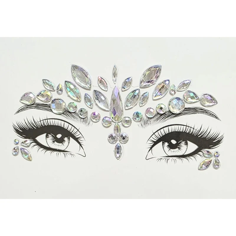 Iridescent Face Art Crystal Stickers, 1 Count
