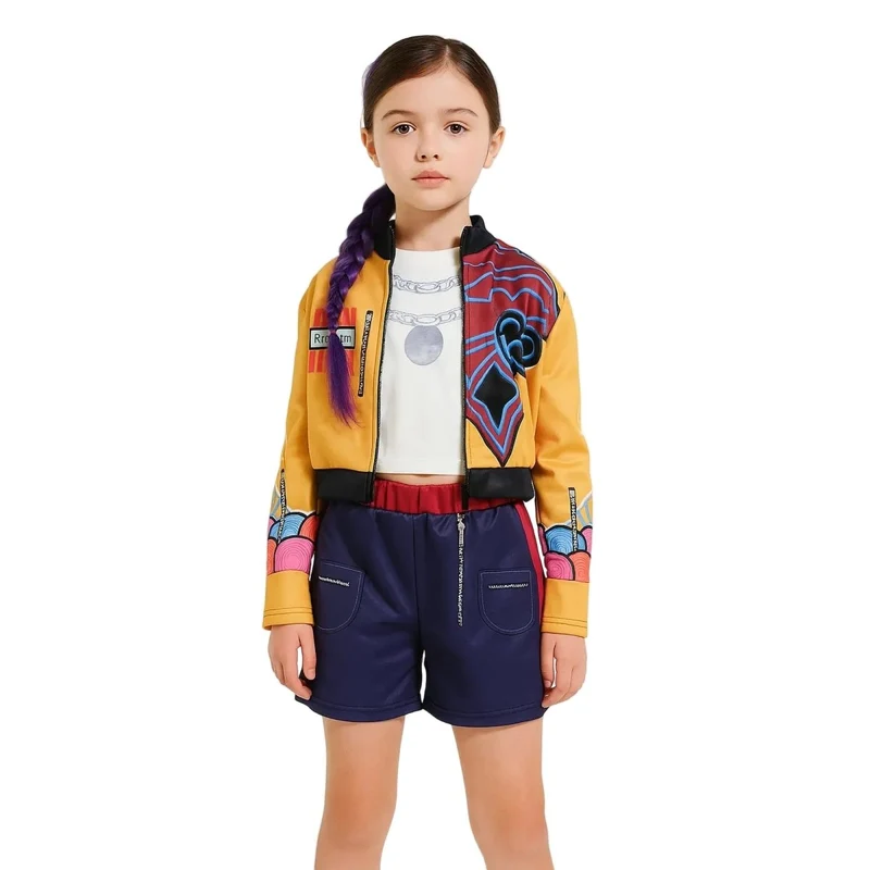 Kpop Anime Cosplay Rumi Lead Idol Costume for Kids, Demon Hunter Inspired Pop Singer