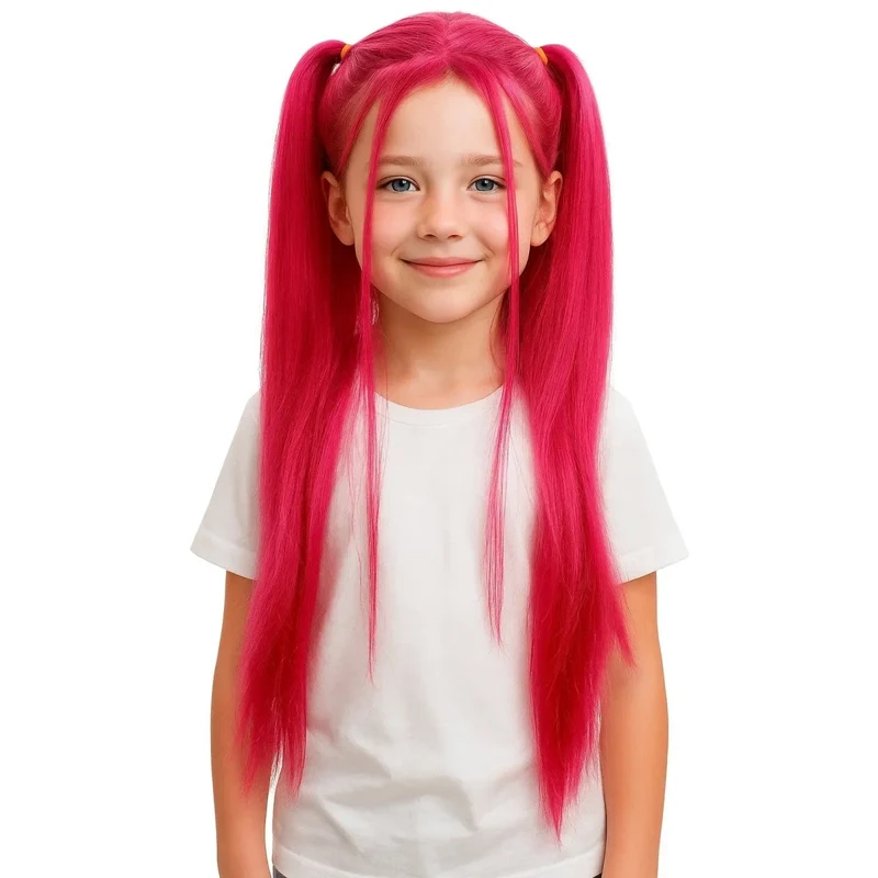 Fuchsia Pigtails Wig for Kids, Demon Hunter Inspired Pop Singer