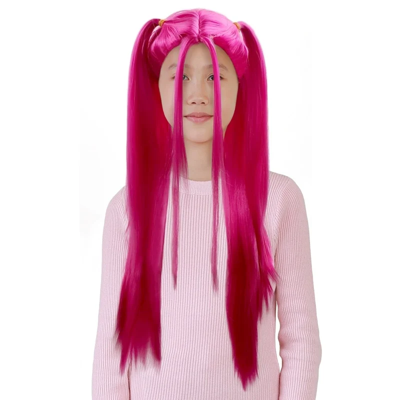 Fuchsia Pigtails Wig for Kids, Demon Hunter Inspired Pop Singer