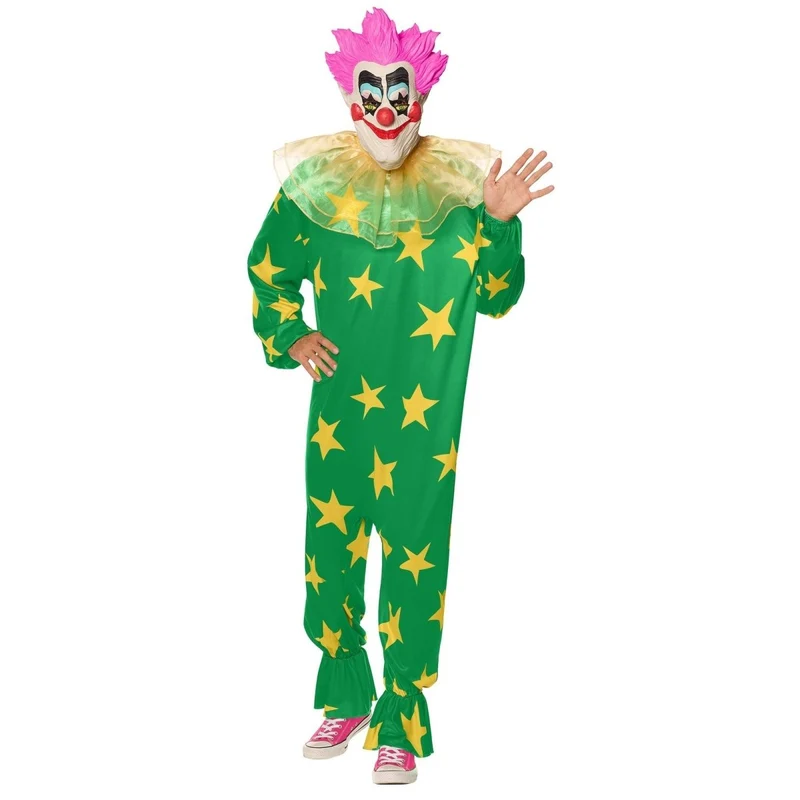 Killer Klowns Spikey Costume for Adults, Jumpsuit, Collar and Mask