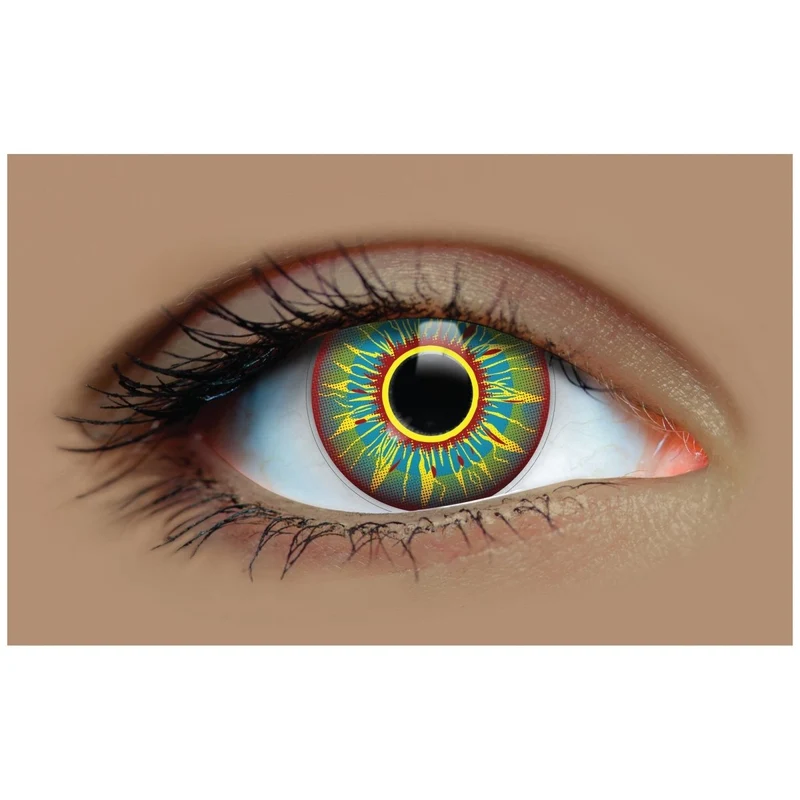 PRIMAL® Burning Man - Yellow, Blue, Red Coloured Contact Lenses, 3 Month Usage