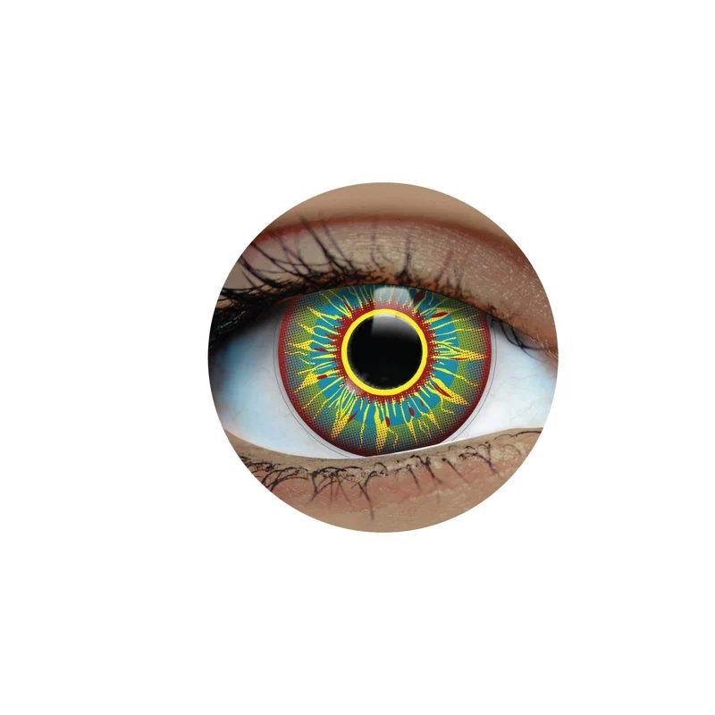PRIMAL® Burning Man - Yellow, Blue, Red Coloured Contact Lenses, 3 Month Usage