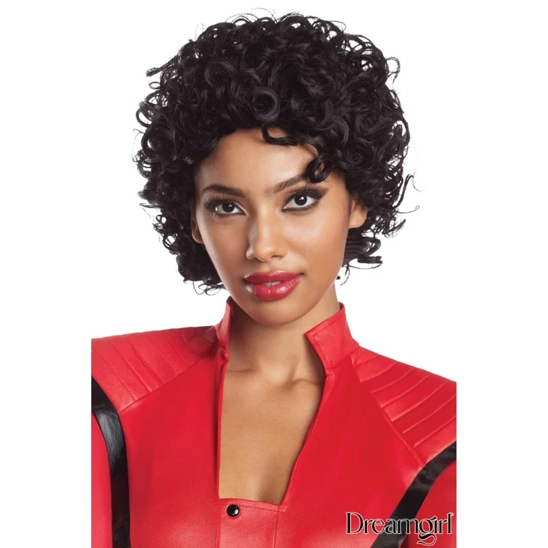 Black Curly Mullet Wig for Adults