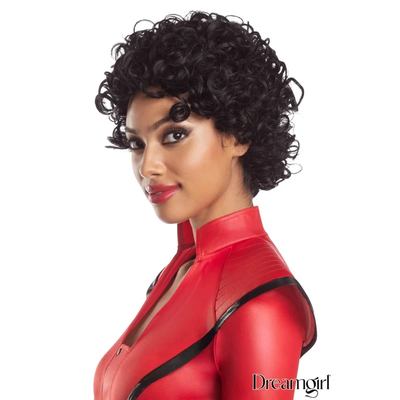 Black Curly Mullet Wig for Adults