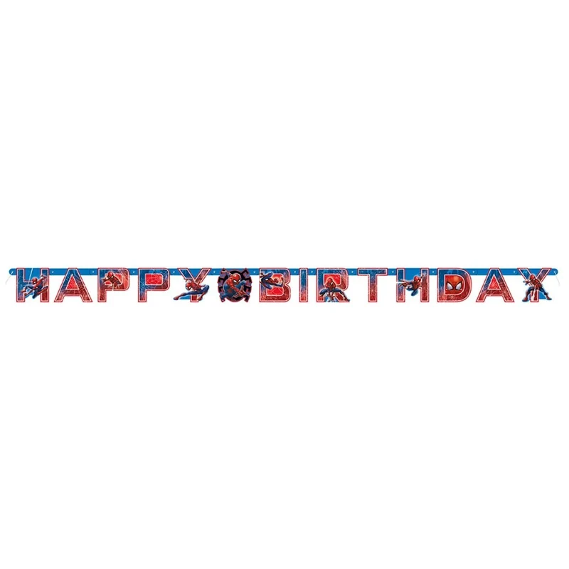 Spider-Man Happy Birthday Jointed Banner, Marvel, 76 Inches, 1 Count