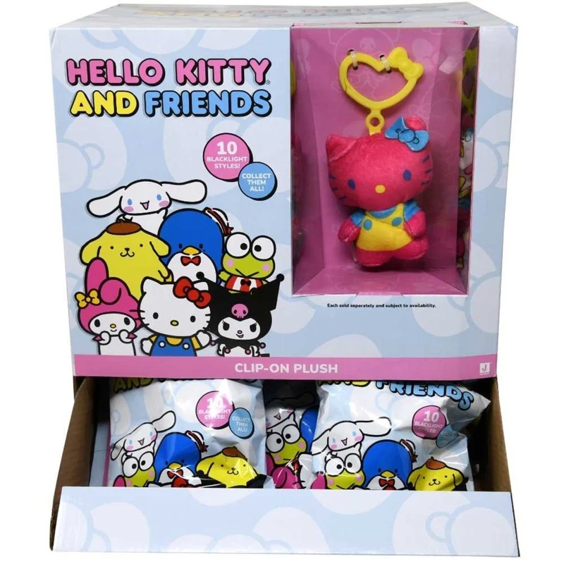 Hello Kitty Blacklight Blind Plush Clips, 3 Inches, Assortment, 1 Count