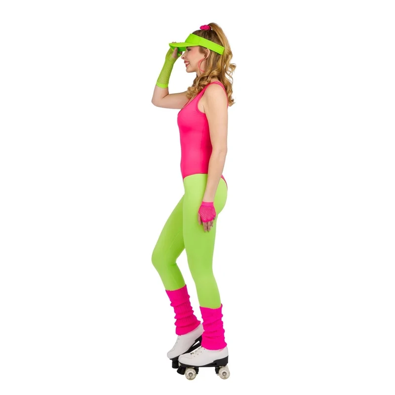 Aerobics Queen Costume for Adults, Green Leggings