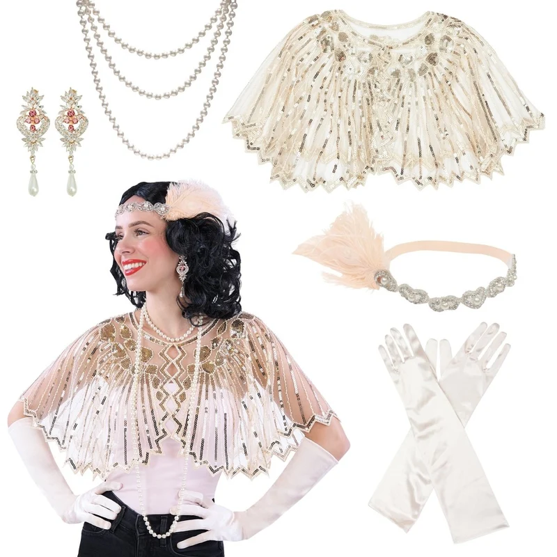 1920s Champagne Gatsby Elegant Set, 5 Count