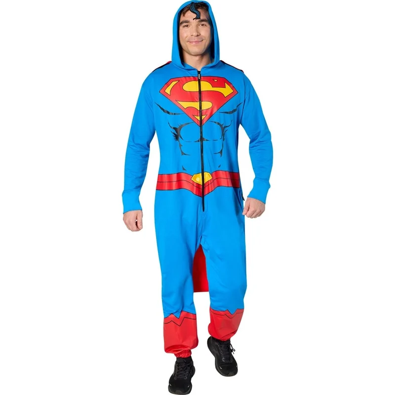 Superman Classic Costume for Adults, Comfy Onesie, DC Comics