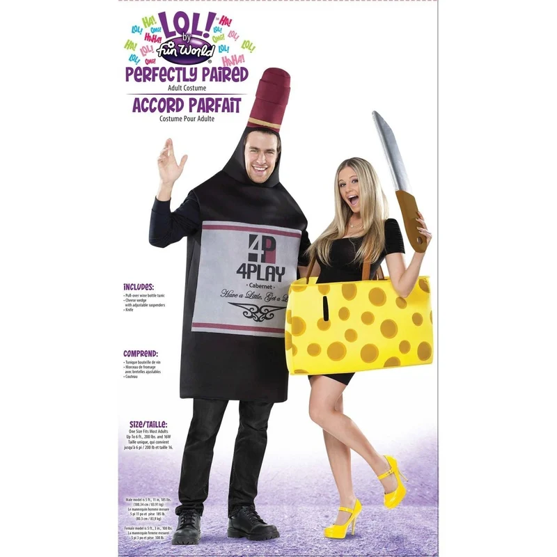 Wine and Cheese Couple Costume for Adults