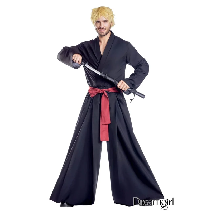 Samurai Costume for Adults, Black Shirt and Pants