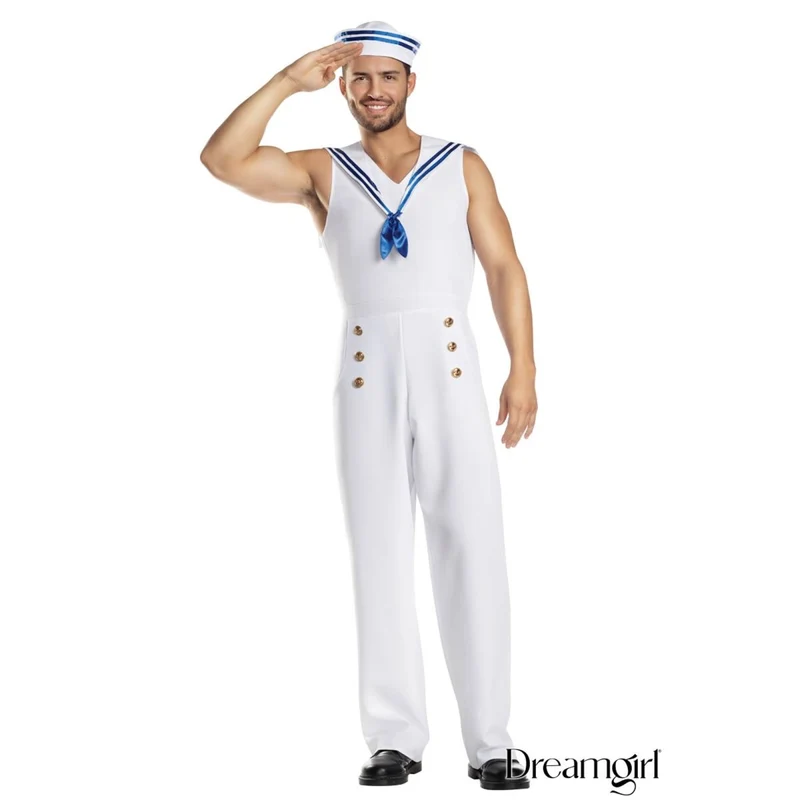 Sailor Costume for Adults, White Jumpsuit