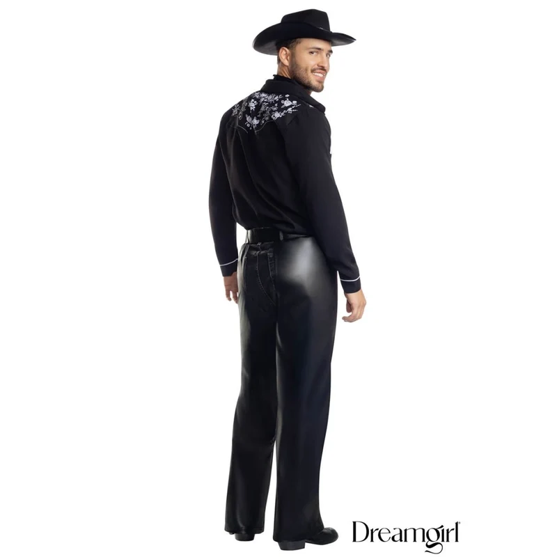 Cowboy Jim Costume for Adults, Black Shirt with Fringe