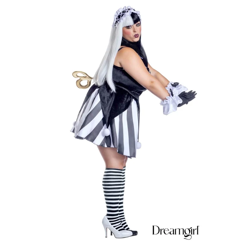 Scary Doll Plus Size Costume for Adults, Black Dress