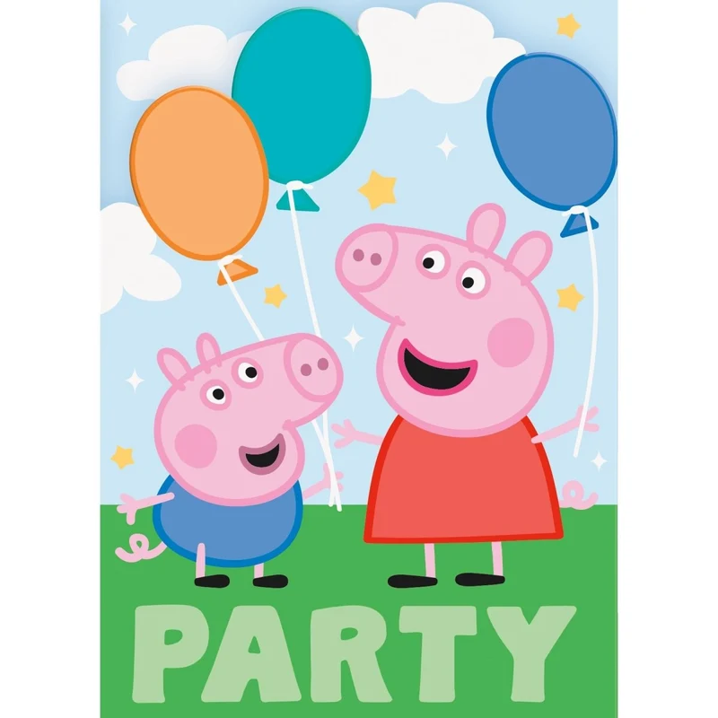 Peppa Pig Birthday Invitations, 8 Count