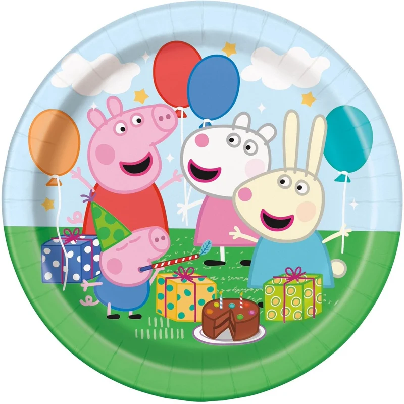 Peppa Pig Birthday Small Round Dessert Paper Plates, 7 Inches, 8 Count
