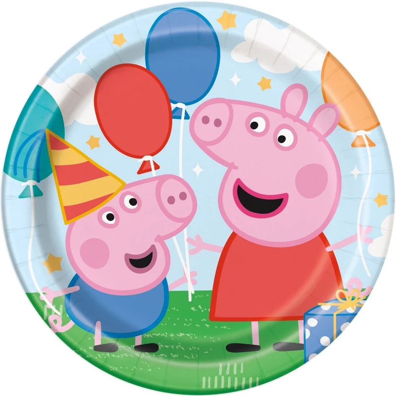 Peppa Pig Birthday Large Round Lunch Paper Plates, 9 Inches, 8 Count