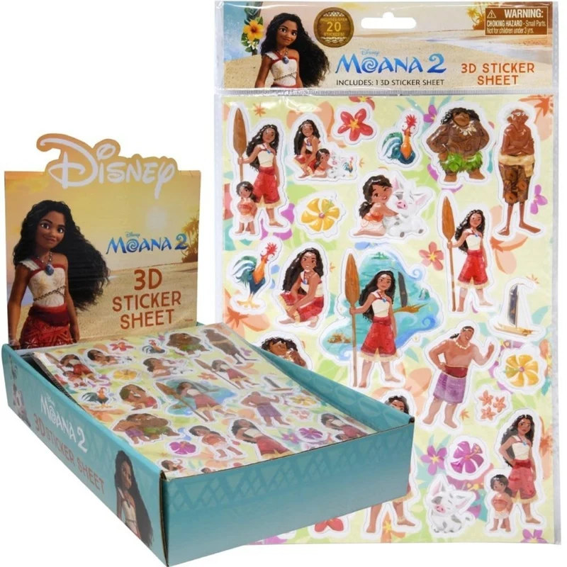 Moana Birthday Raised Stickers Sheet, 20 Count