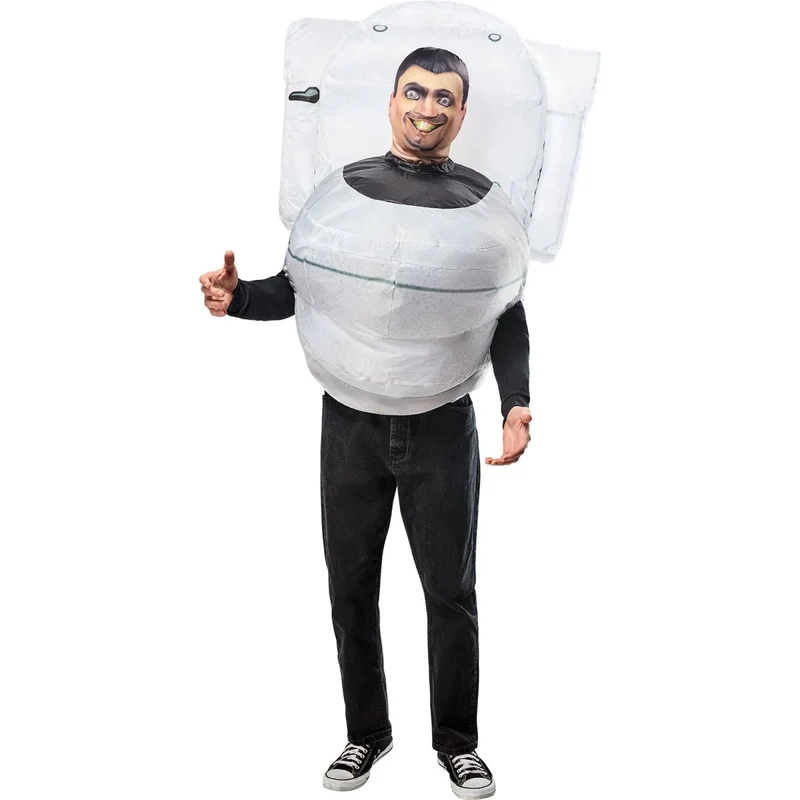 Skibidi Toilet Inflatable Costume with Mask for Adults