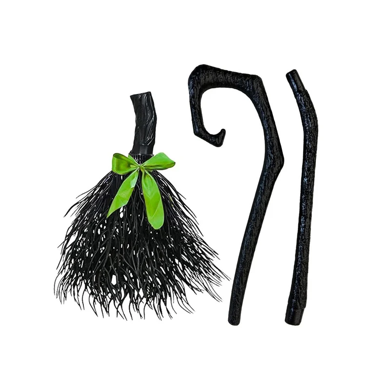 Witch Broom With Interchangeable Ribbon, 1 Count
