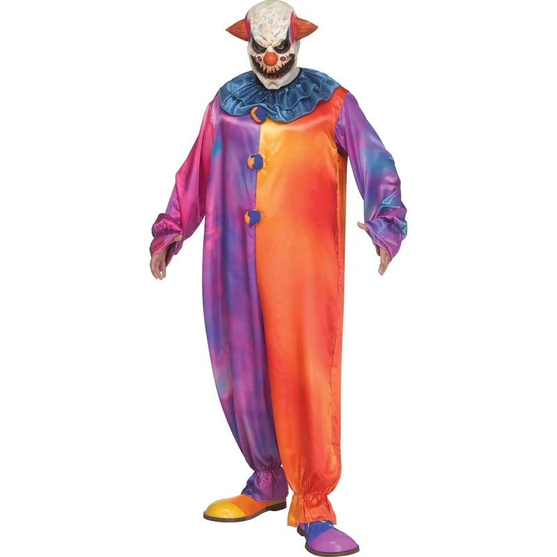 Tie-Die Clown Costume for Adults, Jumpsuit, Collar and Mask