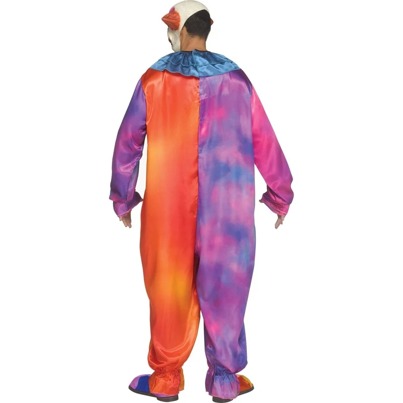Tie-Die Clown Costume for Adults, Jumpsuit, Collar and Mask