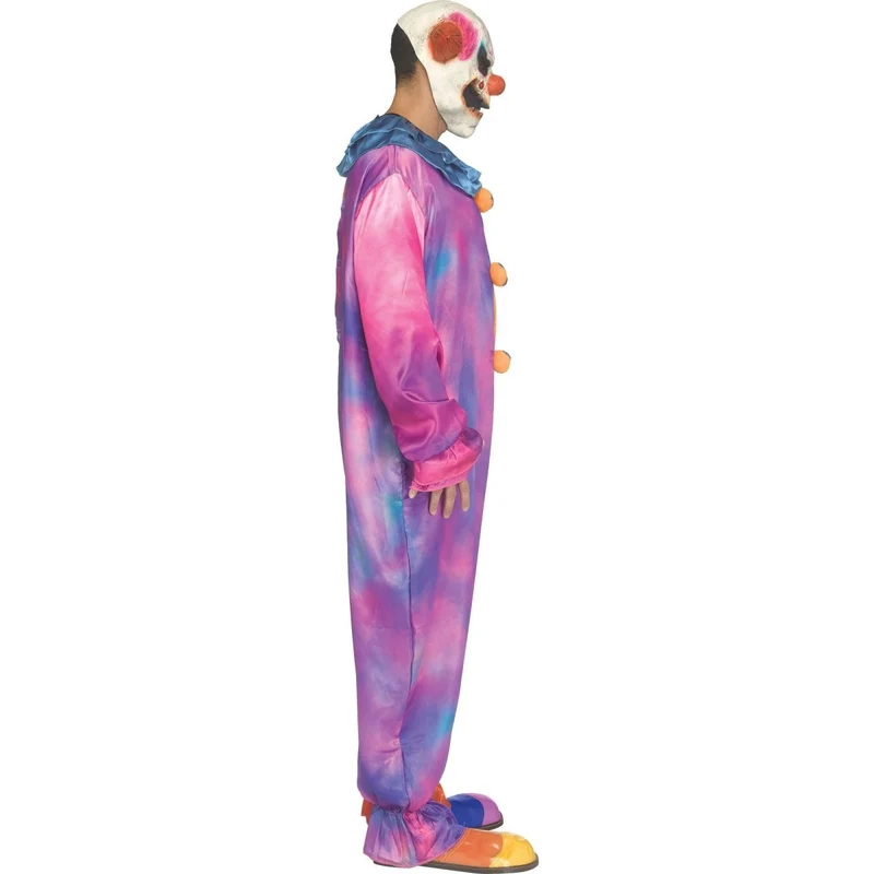 Tie-Die Clown Costume for Adults, Jumpsuit, Collar and Mask