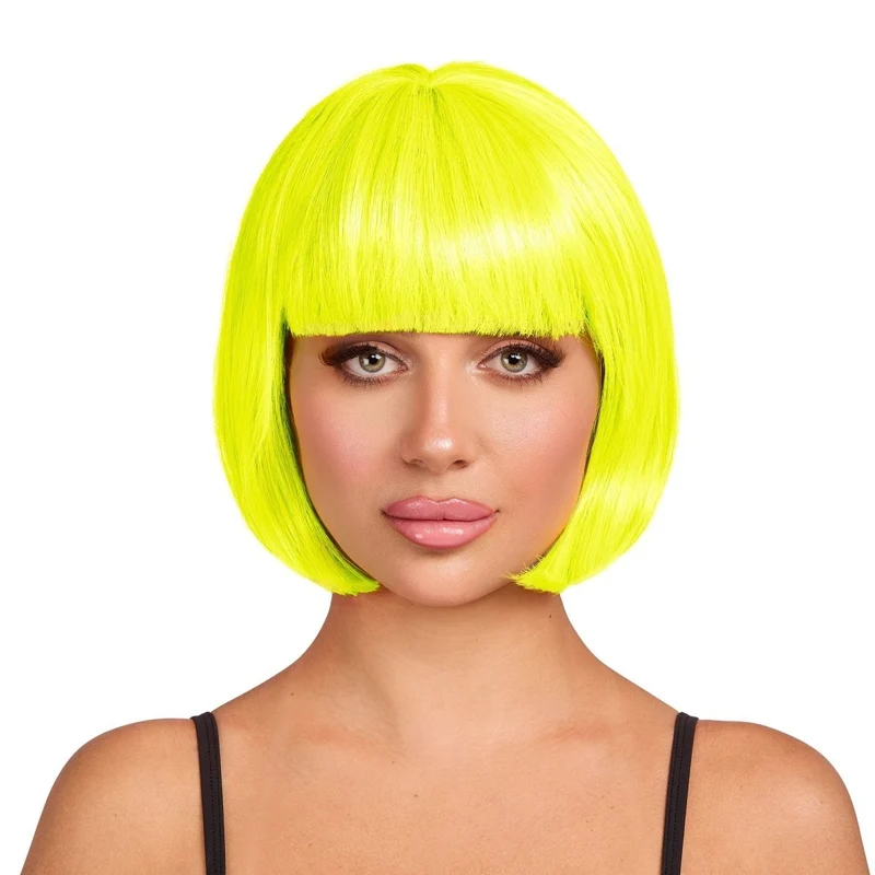 Neon Yellow Bob Wig for Adults
