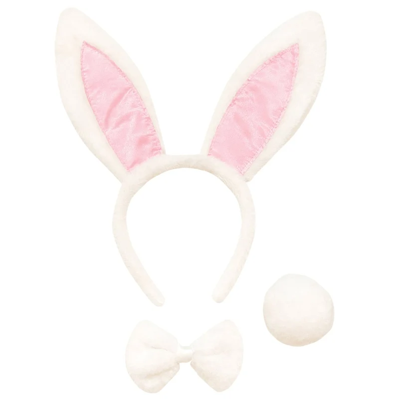 White Long Ear Rabbit Accessory Kit for Adults