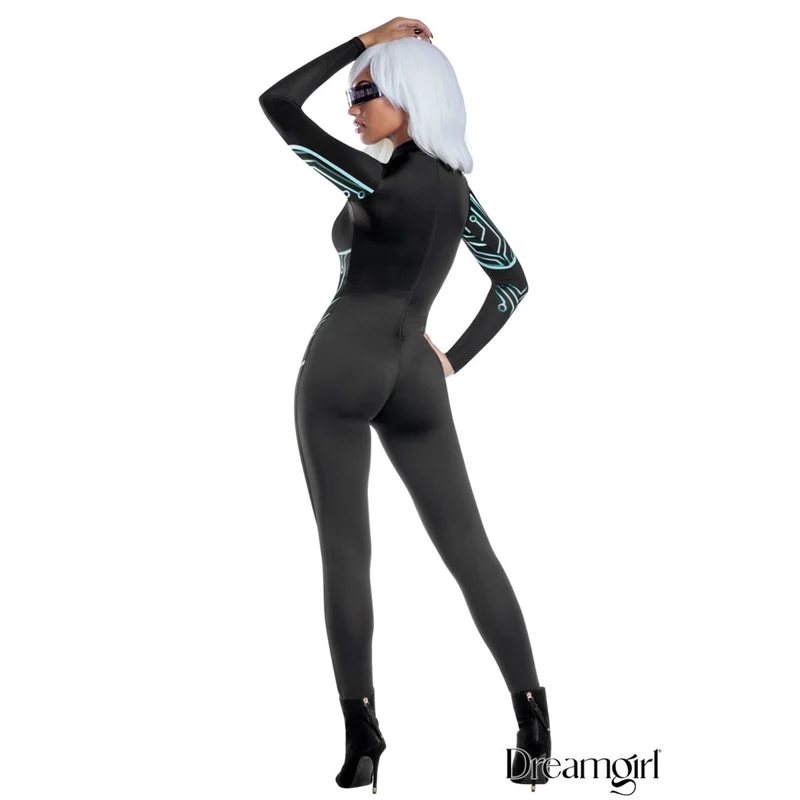 Cyber Costume for Adults, Black Jumpsuit