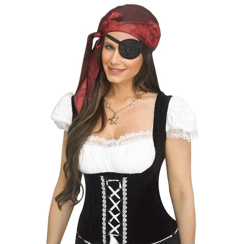 Black Bling Pirate Eye Patch for Adults