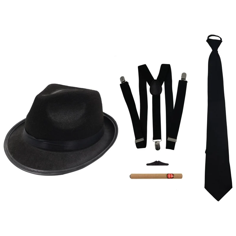 Black 20s Gangster Accessory Set for Adults