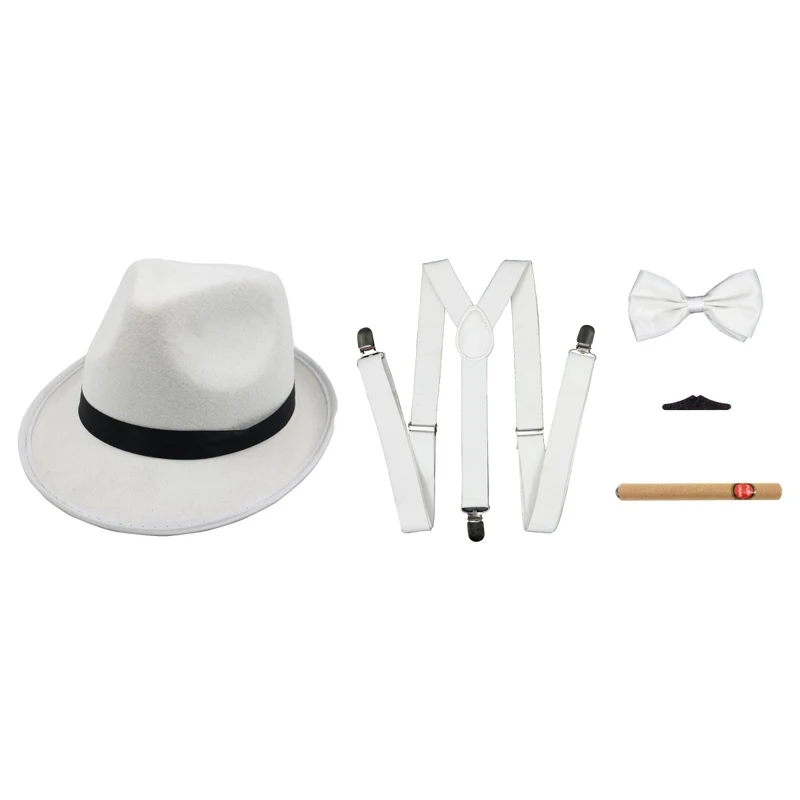 White 20s Gangster Accessory Set for Adults