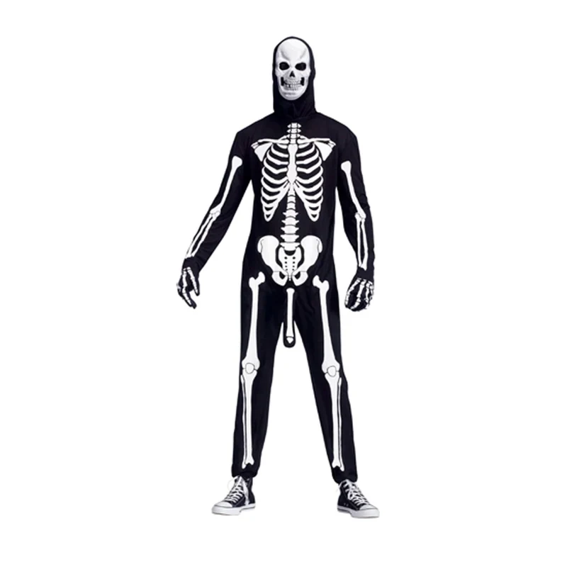 Skele-Boner Costume for Adults, Jumpsuit with Mask and Gloves