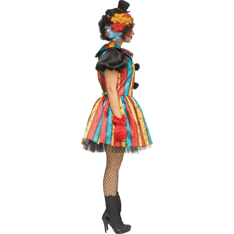 Carny Clown Costume for Adults, Multicolored Dress