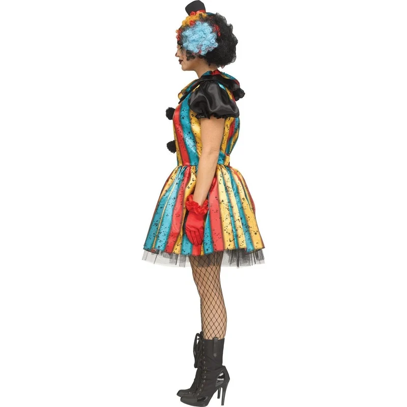 Carny Clown Costume for Adults, Multicolored Dress