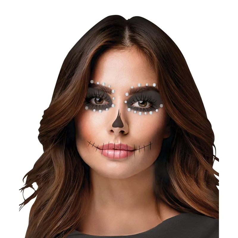 Rhinestone Skele-Gal Costume for Adults, Dress and Gem Sheet
