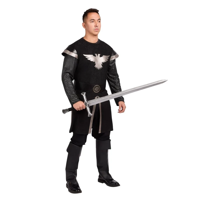 Knight Costume for Adults, Black and Silver