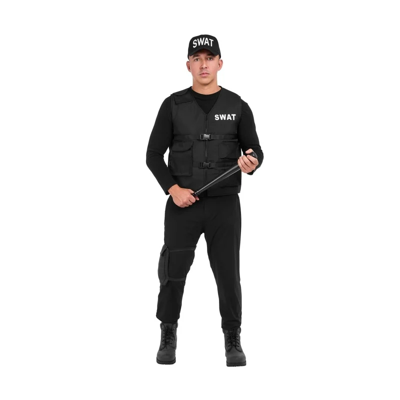 Swat Plus Size Costume for Adults, Vest, Cap and Leg Pouch