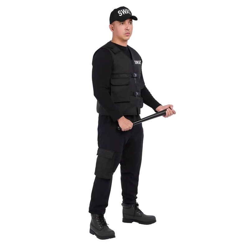 Swat Costume for Adults, Vest, Cap and Leg Pouch
