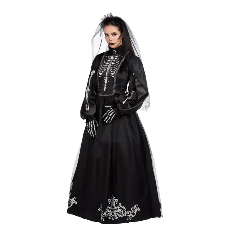 Princess Skeleton Costume for Adults, Black Dress