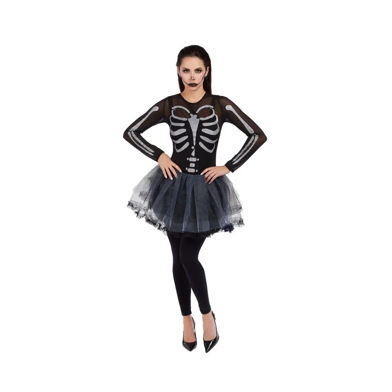 Ballerina of the Dead Costume for Adults, Black Short Dress