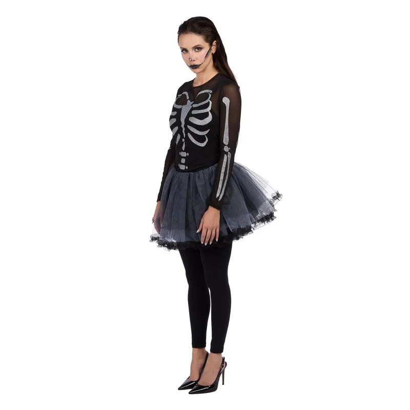 Ballerina of the Dead Costume for Adults, Black Short Dress