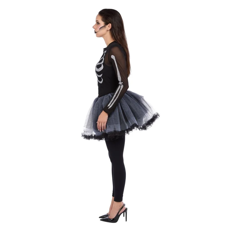 Ballerina of the Dead Costume for Adults, Black Short Dress