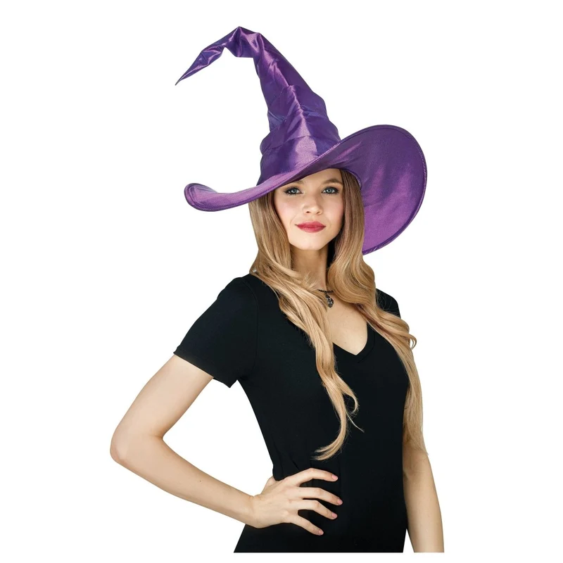 Purple Curved Witch Hat for Adults