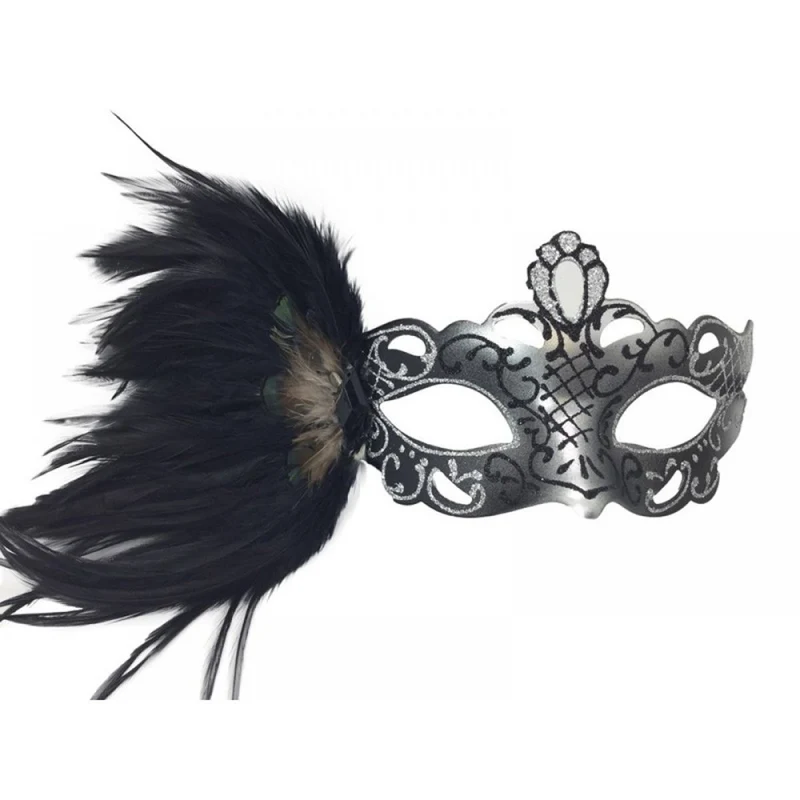Venetian Mask with Side Peacock Feather, Assortment, 1 Count