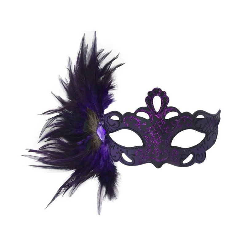 Venetian Mask with Side Peacock Feather, Assortment, 1 Count