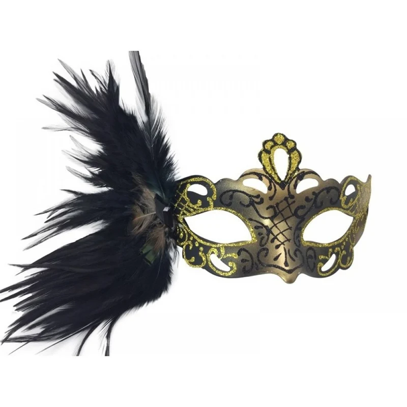 Venetian Mask with Side Peacock Feather, Assortment, 1 Count