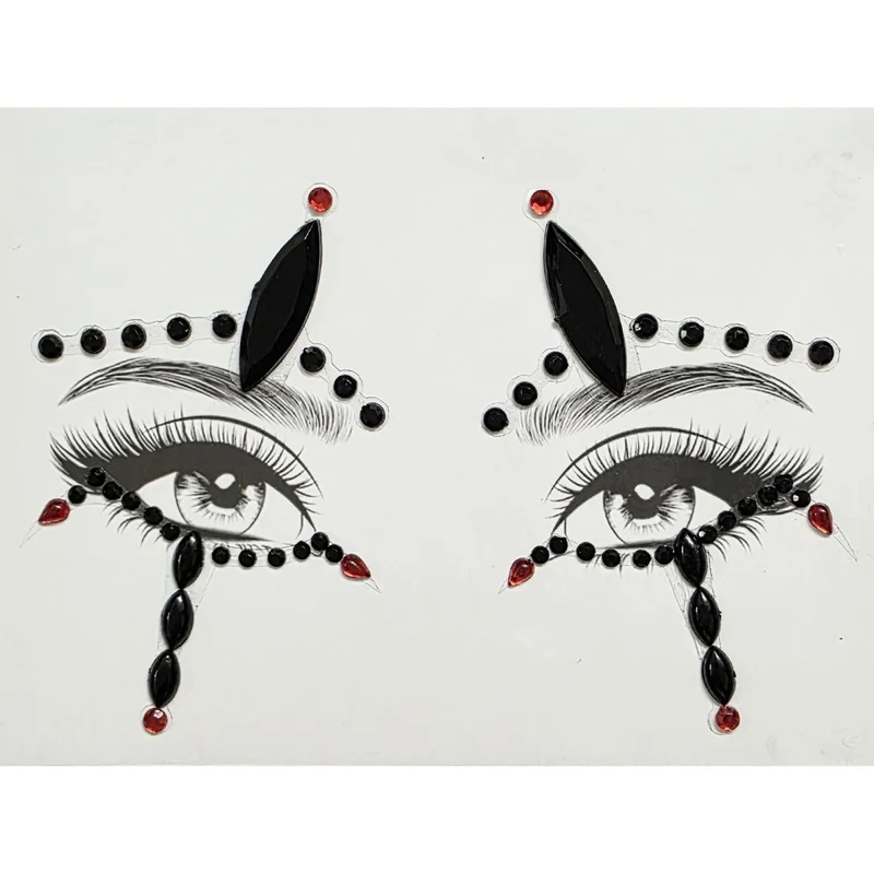 Black and Red Clown Face Art Crystal Stickers, 1 Count
